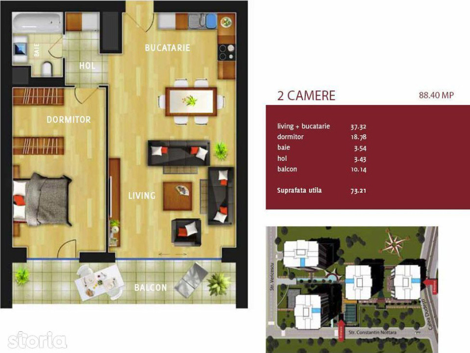 Apartament spatios| 2 camere| de închiriat – InCity Residence, Calea Dudești 
