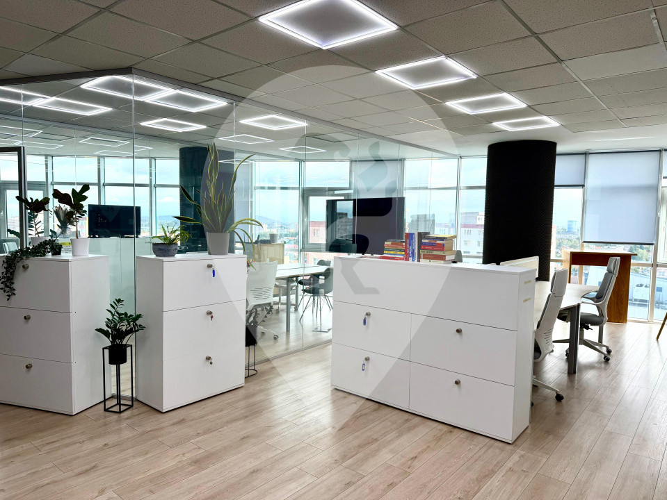 Birou de inchiriat mobilat utilst complet - 10 birouri individuale